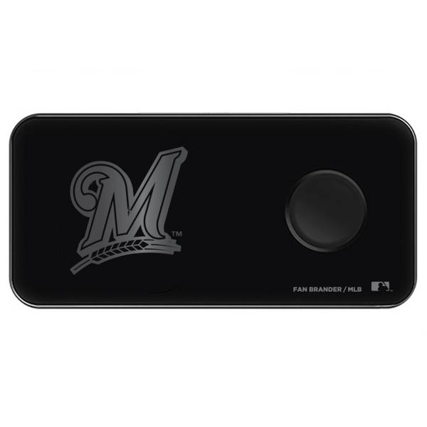 Fan Brander Milwaukee Brewers 3-in-1 Glass Wireless Charging Pad