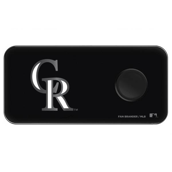 Fan Brander Colorado Rockies 3-in-1 Glass Wireless Charging Pad
