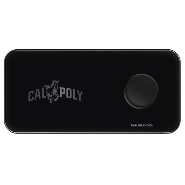 Fan Brander Cal Poly Mustangs 3-in-1 Glass Wireless Charging Pad