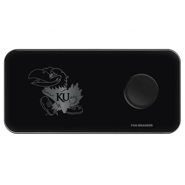 Fan Brander Kansas Jayhawks 3-in-1 Glass Wireless Charging Pad