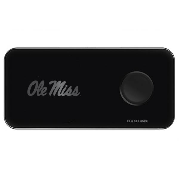 Fan Brander Ole Miss Rebels 3-in-1 Glass Wireless Charging Pad