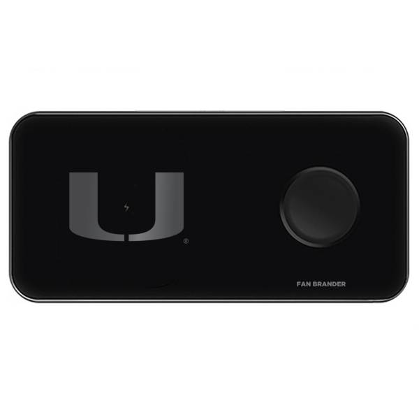 Fan Brander Miami Hurricanes 3-in-1 Glass Wireless Charging Pad