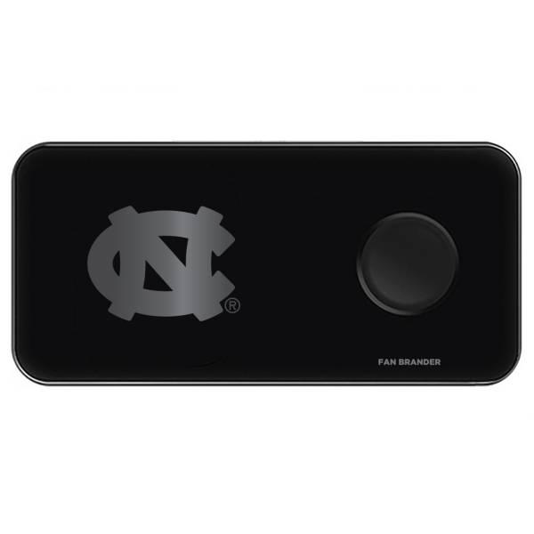 Fan Brander North Carolina Tar Heels 3-in-1 Glass Wireless Charging Pad