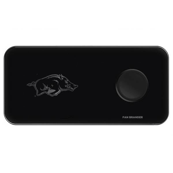 Fan Brander Arkansas Razorbacks 3-in-1 Glass Wireless Charging Pad