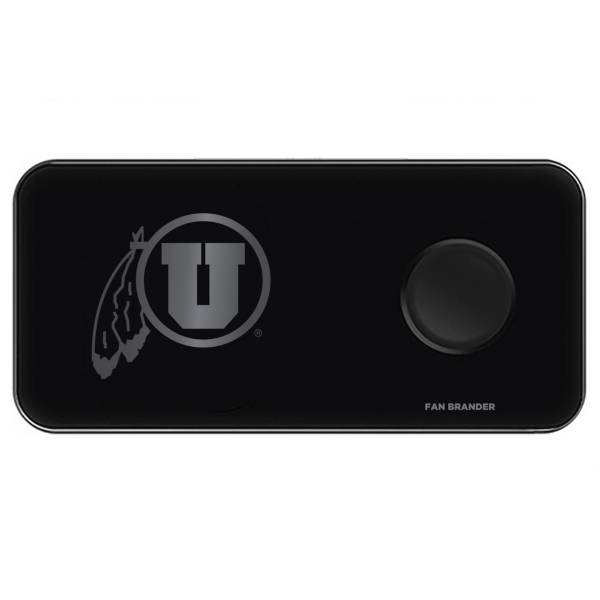Fan Brander Utah Utes 3-in-1 Glass Wireless Charging Pad
