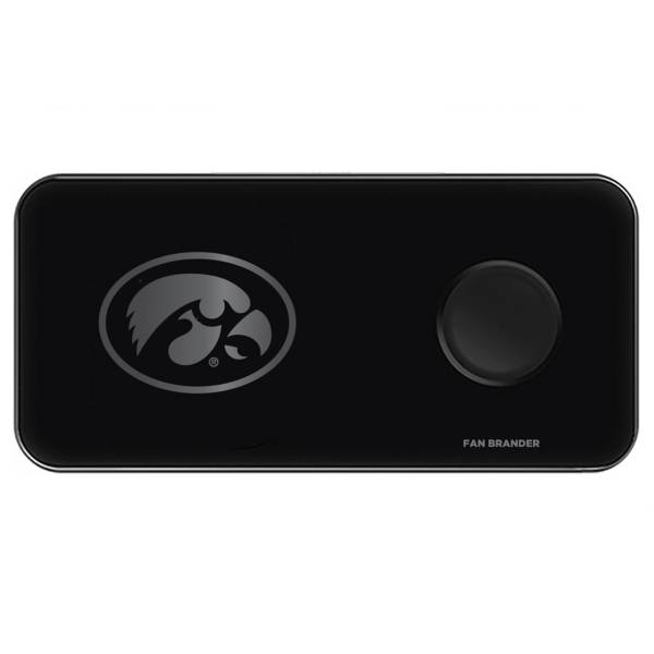 Fan Brander Iowa Hawkeyes 3-in-1 Glass Wireless Charging Pad