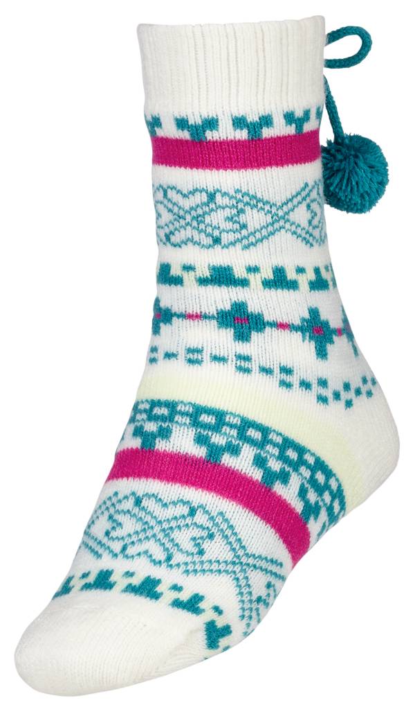 Northeast Outfitters Youth Cozy Cabin Nordic Heart Pom-Pom Crew Socks