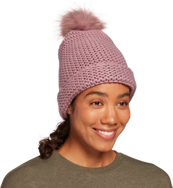 Northeast Outfitters Women's Cozy Cabin Chunky Knit Fur Pom Hat