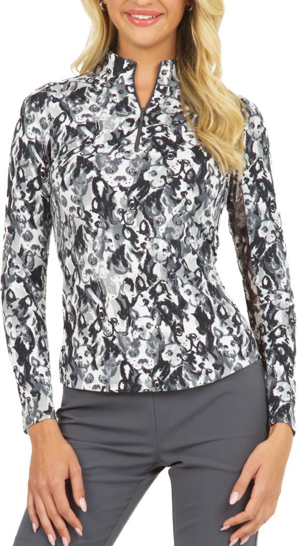 IBKUL Women's Luna Long Sleeve Mock Neck Golf Sun Shirt