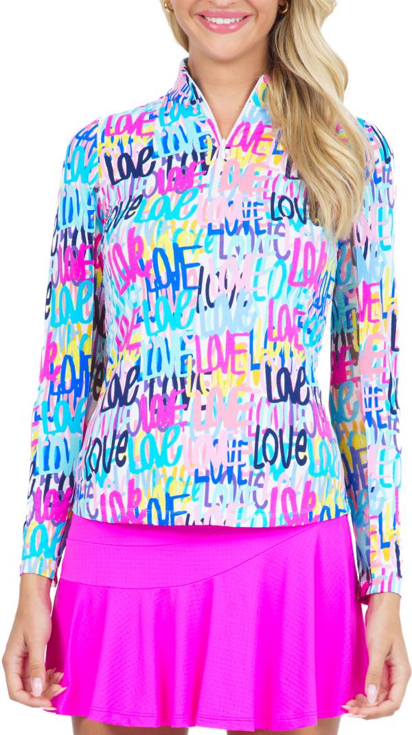 IBKUL Women's Aimee Long Sleeve Mock Neck Golf Sun Shirt