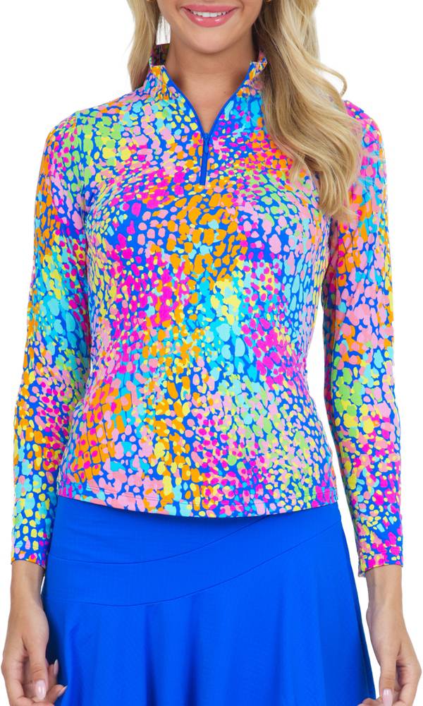 IBKUL Women's Camille Long Sleeve Mock Neck Golf Sun Shirt