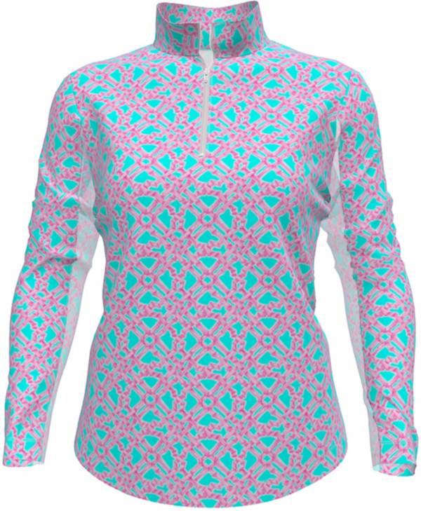 IBKUL Women's Long Sleeve 1/4 Zip Golf Polo