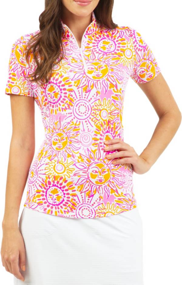 IBKUL Women's Sunny Day Short Sleeve Mock Neck Golf Sun Shirt