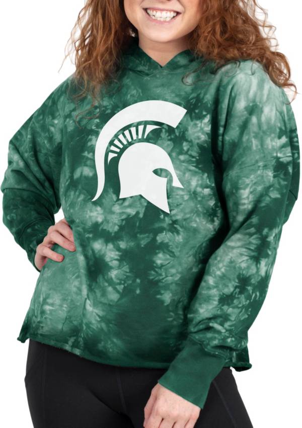 ZooZatZ Women's Michigan State Spartans Green Tie-Dye Pullover Hoodie