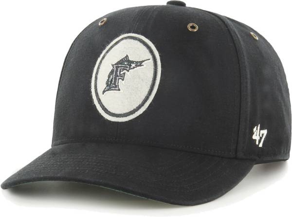 '47 Men's Miami Marlins Black Backtrack Adjustable Hat