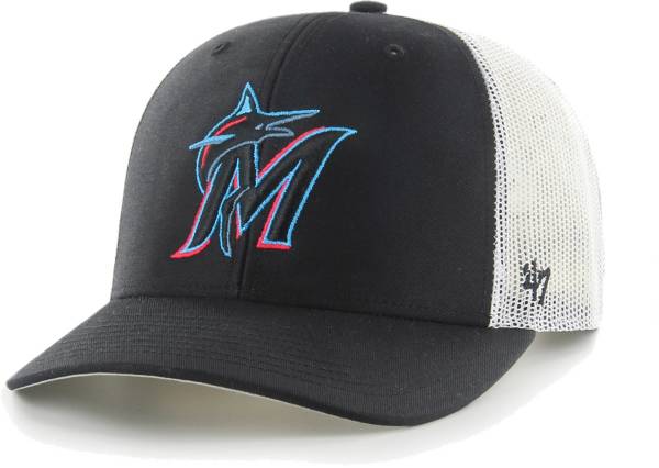 '47 Men's Miami Marlins Black Adjustable Trucker Hat