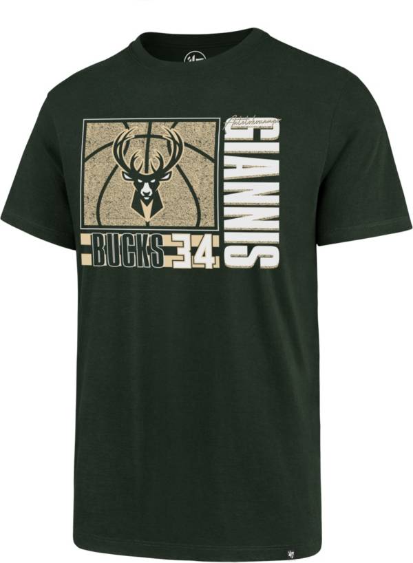 ‘47 Men's Milwaukee Bucks Giannis Antetokounmpo #34 Green Super Rival T-Shirt