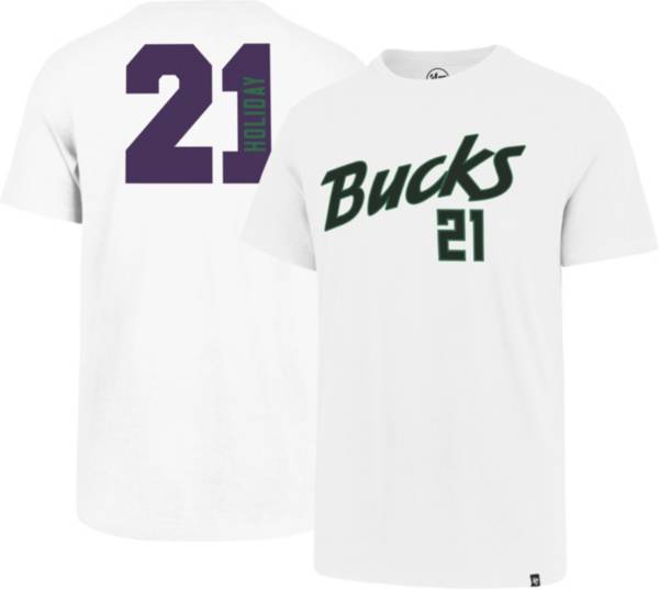 ‘47 Men's Milwaukee Bucks Jrue Holiday #21 White T-Shirt