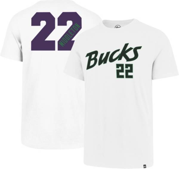 ‘47 Men's Milwaukee Bucks Khris Middleton #22 White T-Shirt product image