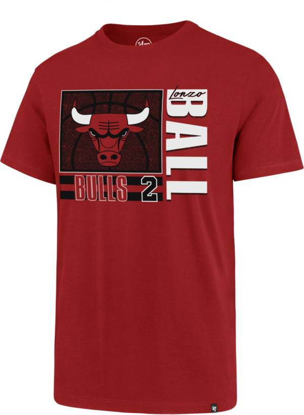 ‘47 Men's Chicago Bulls Lonzo Ball #2 Red Super Rival T-Shirt