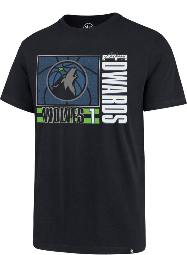 ‘47 Men's Minnesota Timberwolves Anthony Edwards #1 Navy Super Rival T-Shirt
