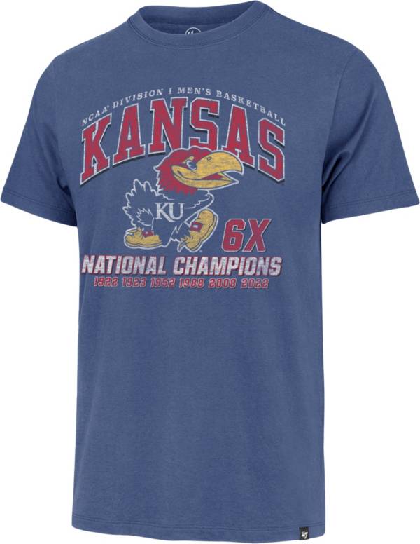 '47 Kansas Jayhawks 2022 Men's Basketball National Champions Multi Champs T-Shirt