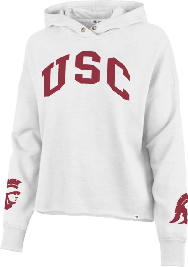 ‘47 Women's USC Trojans White Wash Olivia Ivy Cutoff Pullover Hoodie product image