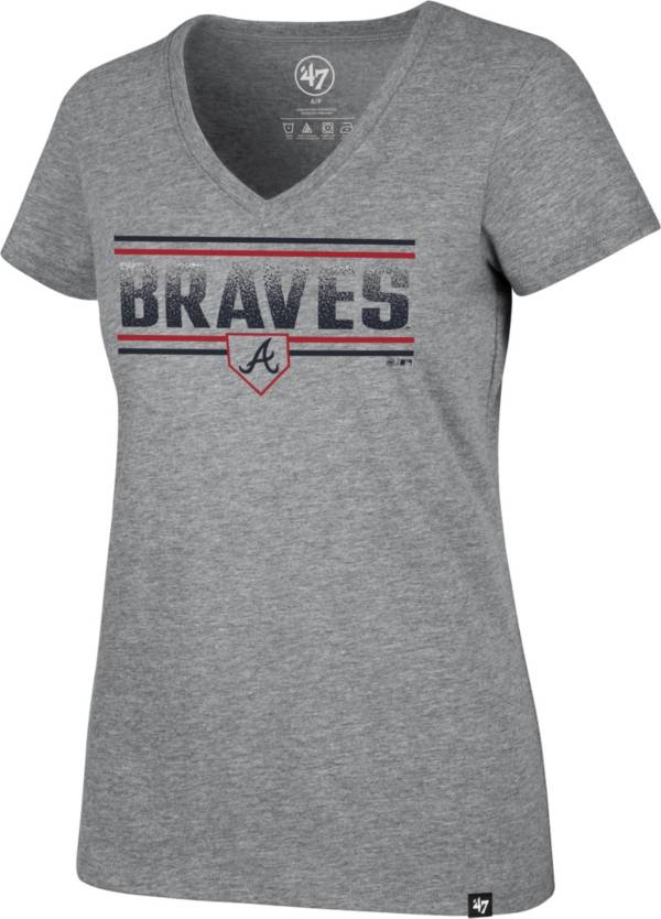 '47 Women's Atlanta Braves Gray Dazzle Rival V-Neck T-Shirt