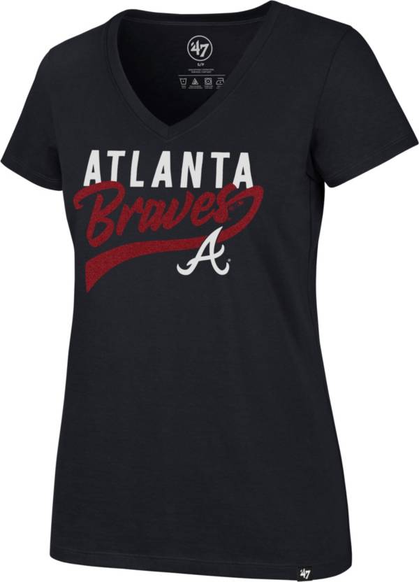 '47 Women's Atlanta Braves Navy Glitter Rival V-Neck T-Shirt