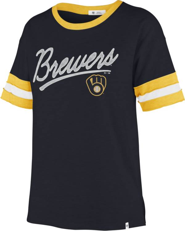'47 Women's Milwaukee Brewers Gray Dazzle Rival V-Neck T-Shirt