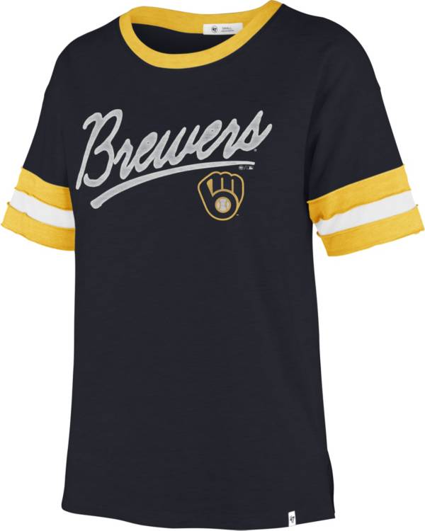 '47 Women's Milwaukee Brewers Gray Dazzle Rival V-Neck T-Shirt product image