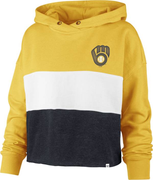 '47 Women's Milwaukee Brewers Yellow Lizzy Cut Off Hoodie product image