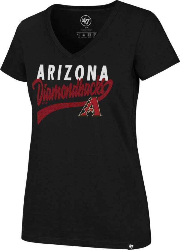 '47 Women's Arizona Diamondbacks Black Glitter Rival V-Neck T-Shirt