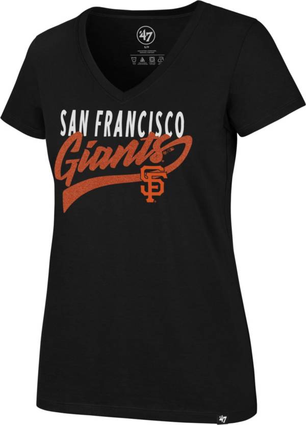 '47 Women's San Francisco Giants Black Glitter Rival V-Neck T-Shirt