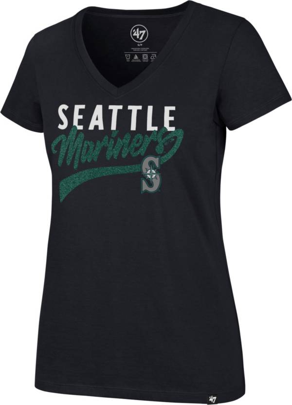 '47 Women's Seattle Mariners Navy Glitter Rival V-Neck T-Shirt