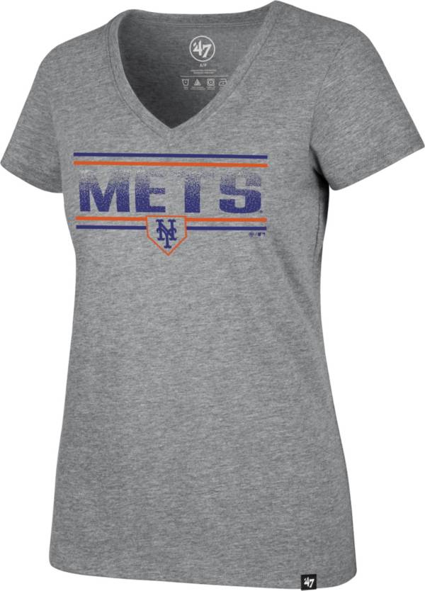'47 Women's New York Mets Gray Dazzle Rival V-Neck T-Shirt
