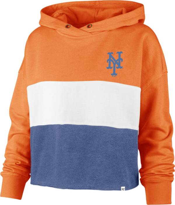 '47 Women's New York Mets Orange Lizzy Cut Off Hoodie