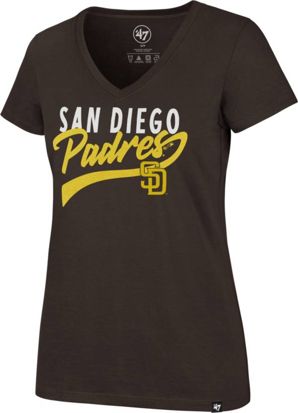 '47 Women's San Diego Padres Brown Glitter Rival V-Neck T-Shirt