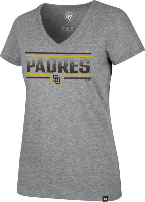 '47 Women's San Diego Padres Gray Dazzle Rival V-Neck T-Shirt