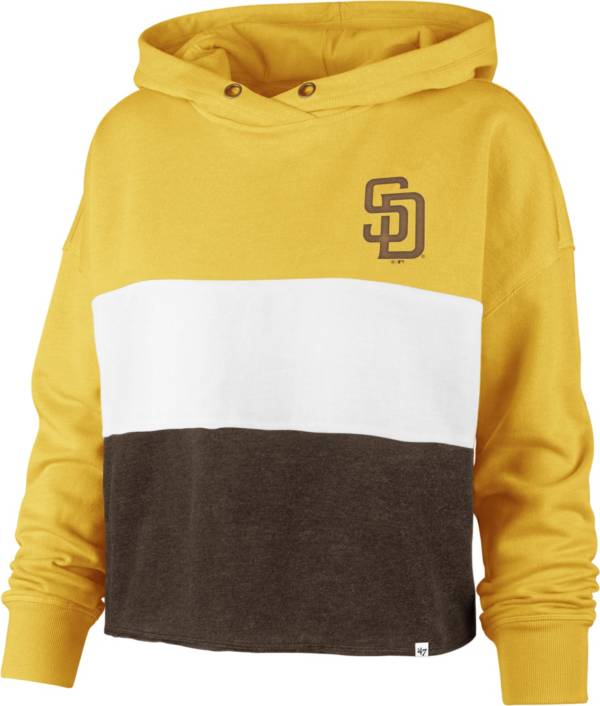 '47 Women's San Diego Padres Yellow Lizzy Cut Off Hoodie