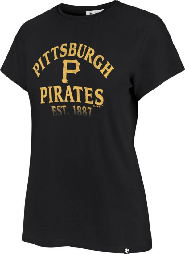 '47 Women's Pittsburgh Pirates Black Glitter Rival V-Neck T-Shirt