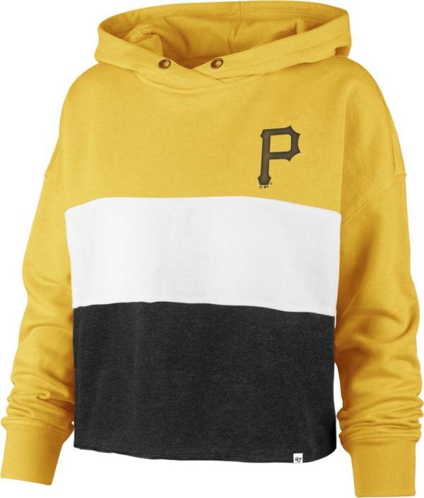 '47 Women's Pittsburgh Pirates Yellow Lizzy Cut Off Hoodie