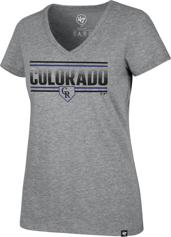 '47 Women's Colorado Rockies Gray Dazzle Rival V-Neck T-Shirt