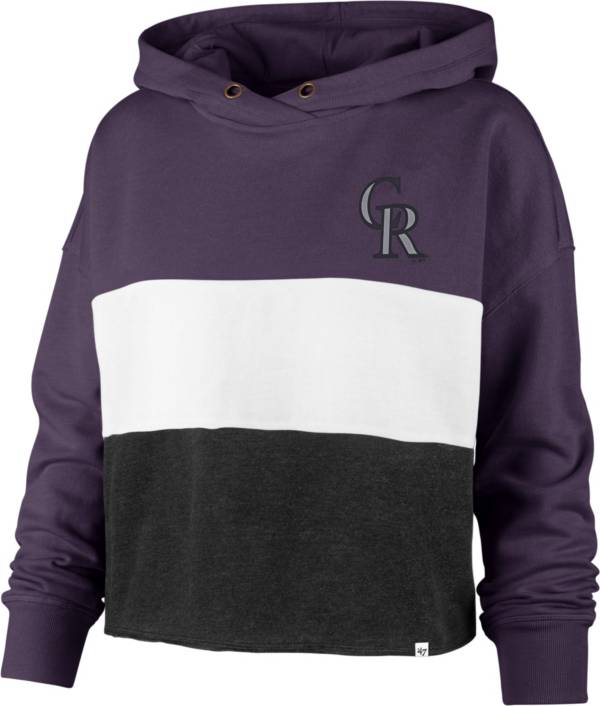 '47 Women's Colorado Rockies Purple Lizzy Cut Off Hoodie