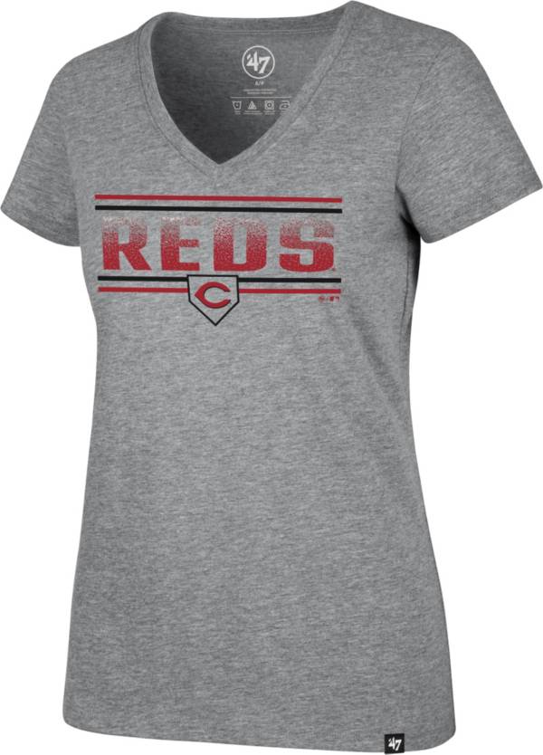 '47 Women's Cincinnati Reds Gray Dazzle Rival V-Neck T-Shirt