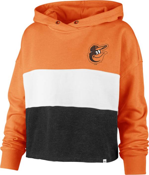'47 Women's Baltimore Orioles Orange Lizzy Cut Off Hoodie