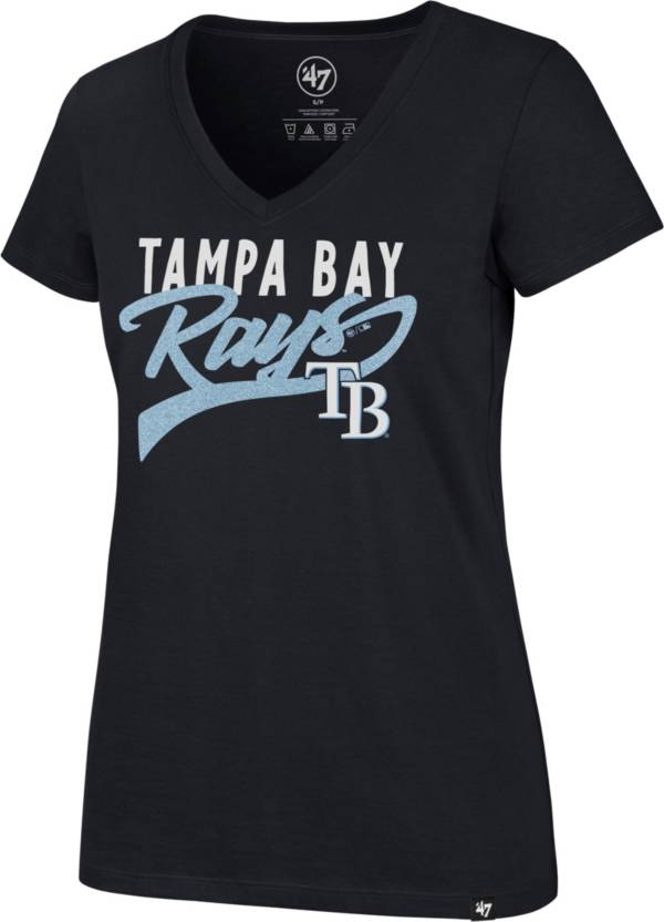 '47 Women's Tampa Bay Rays Navy Glitter Rival V-Neck T-Shirt