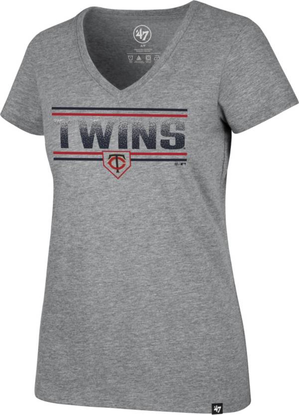 '47 Women's Minnesota Twins Gray Dazzle Rival V-Neck T-Shirt