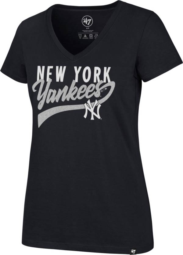 '47 Women's New York Yankees Navy Glitter Rival V-Neck T-Shirt