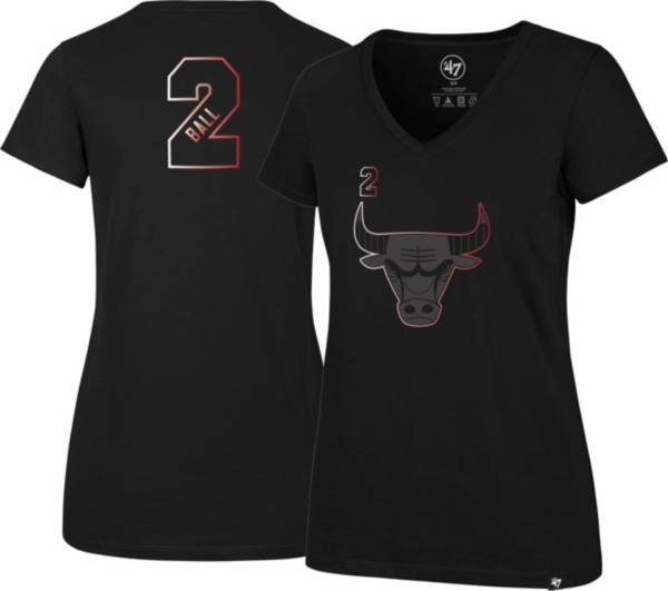 '47 Women's 2021-22 City Edition Chicago Bulls Lonzo Ball #2 Black T-Shirt